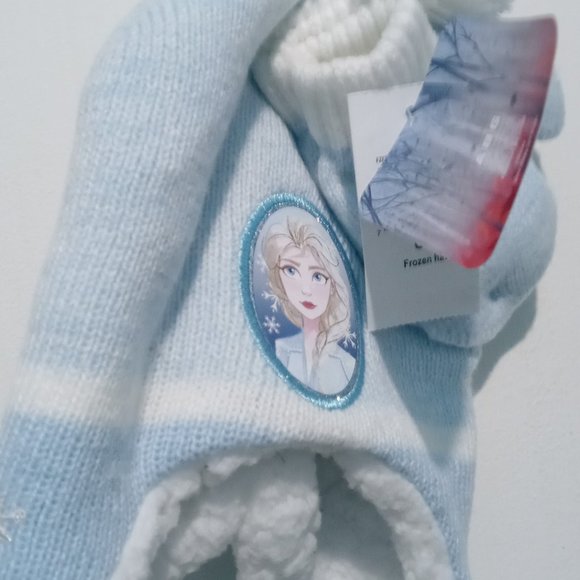 Disney's Frozen Toddler Girl Trapper Hat & Mittens Set One Size - Picture 4 of 5